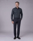Koszula Męska Elegancka Czarna we Wzorki Slim Fit 4Q4 Men's Wear