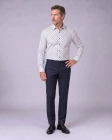Koszula Męska Elegancka Biała we Wzorki Slim Fit 4Q4 Men's Wear
