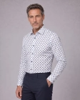 Koszula Męska Elegancka Biała we Wzorki Slim Fit 4Q4 Men's Wear