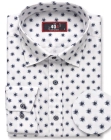 Koszula Męska Elegancka Biała we Wzorki Slim Fit 4Q4 Men's Wear