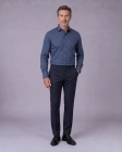 Koszula Męska Elegancka Granatowa we Wzorki Slim Fit 4Q4 Men's Wear
