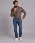 Koszula Męska Flanelowa Casual Gładka Brązowa Regular Benzo