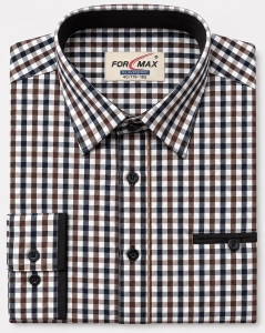 Koszula Męska Casual Brązowa w Kratę Regular Formax L337