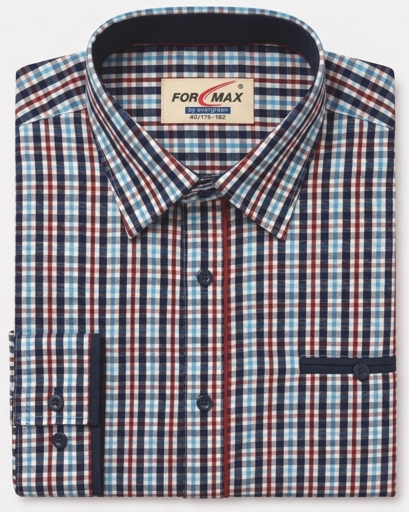 Koszula Męska Casual Granatowa w Kratę Regular Formax