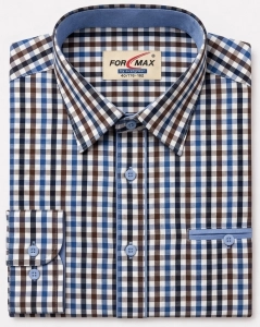 Koszula Męska Casual Niebieska w Kratę Regular Formax L340