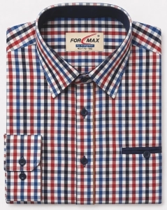 Koszula Męska Casual Czerwona w Kratę Regular Formax L341