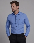 Koszula Męska Elegancka Gładka Niebieska z Lamówką Regular Formax
