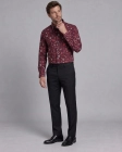 Koszula Męska Elegancka Jedwabna Bordowa w Kwiatki Regular Koneser
