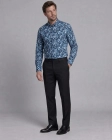 Koszula Męska Elegancka Jedwabna Niebieska w Kwiatki Regular Koneser