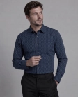Koszula Męska Elegancka Jedwabna Granatowa we Wzorki Regular Koneser