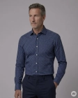 Koszula Męska Elegancka Granatowa we Wzorki Duże rozmiary Classo