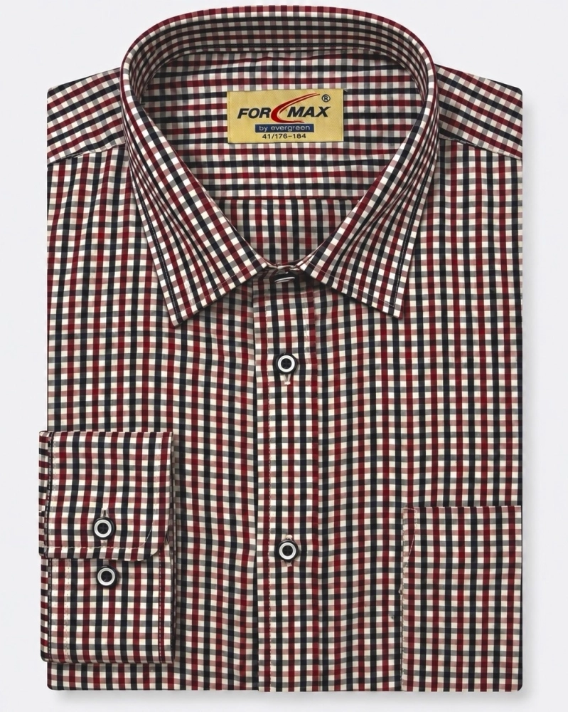 Koszula Męska Casual Bordowa w Kratę Regular Formax