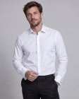 Koszula Męska Elegancka Gładka Biała z Mankietem na Spinki Slim Fit