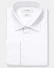 Koszula Męska Elegancka Gładka Biała z Mankietem na Spinki Slim Fit