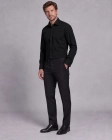 Koszula Męska Elegancka Gładka Czarna z Mankietem na Spinki Slim Fit