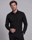 Koszula Męska Elegancka Gładka Czarna z Mankietem na Spinki Slim Fit