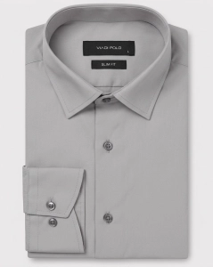 Koszula Męska Elegancka Gładka Szara Slim Fit Viadi Polo L406