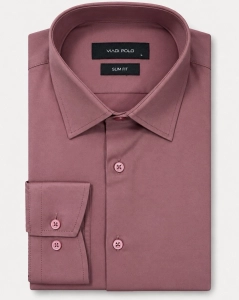 Koszula Męska Elegancka Gładka Różowa Indyjski Róż Slim Fit Viadi Polo L407