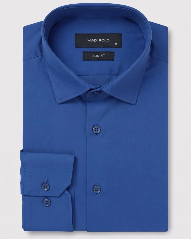 Koszula Męska Elegancka Gładka Chabrowa Slim Fit Viadi Polo