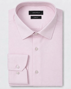 Koszula Męska Elegancka Gładka Różowa Pudrowy Róż Slim Fit Viadi Polo L412