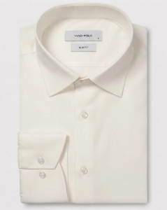 Koszula Męska Elegancka Gładka Ekri Ecru Slim Fit Viadi Polo L413