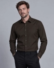 Koszula Męska Elegancka Gładka Brązowa Slim Fit Viadi Polo