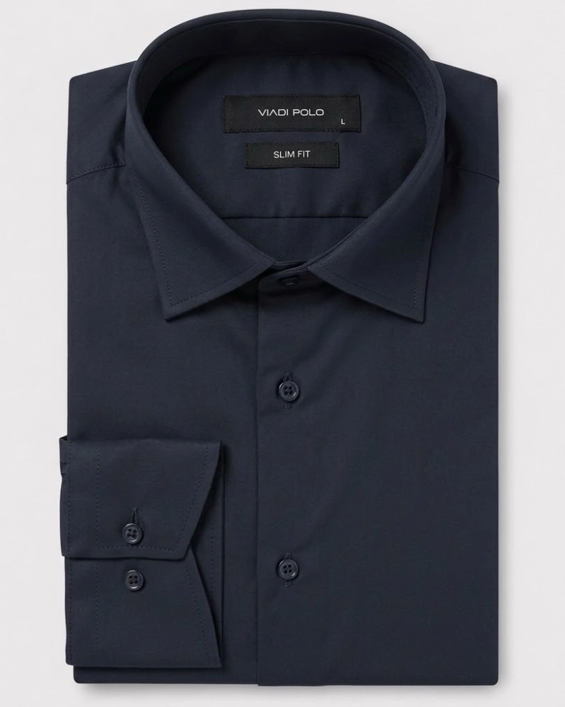 Koszula Męska Elegancka Gładka Grafitowa Slim Fit Viadi Polo