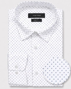 Koszula Męska Elegancka Biała we Wzorki Slim Fit Viadi Polo L418