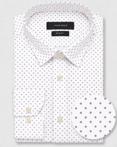 Koszula Męska Elegancka Biała we Wzorki Slim Fit Viadi Polo L420