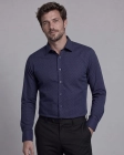 Koszula Męska Elegancka Granatowa we Wzorki Slim Fit Viadi Polo