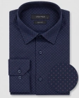 Koszula Męska Elegancka Granatowa we Wzorki Slim Fit Viadi Polo
