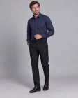 Koszula Męska Elegancka Granatowa we Wzorki Slim Fit Viadi Polo