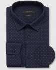 Koszula Męska Elegancka Granatowa we Wzorki Slim Fit Viadi Polo
