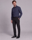 Koszula Męska Elegancka Granatowa we Wzorki Slim Fit Viadi Polo