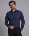 Koszula Męska Elegancka Granatowa we Wzorki Slim Fit Viadi Polo