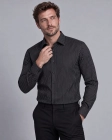Koszula Męska Elegancka Czarna w Paski Slim Fit Viadi Polo