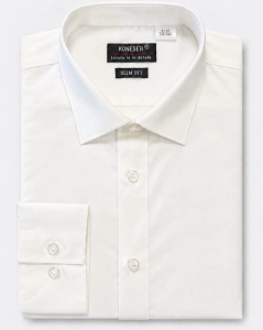 Koszula Męska Elegancka Gładka Biała Slim Fit Koneser L381