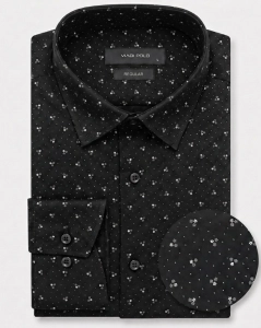 Koszula Męska Elegancka Czarna we Wzorki Regular Viadi Polo L428