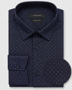Koszula Męska Elegancka Granatowa we Wzorki Regular Viadi Polo L429