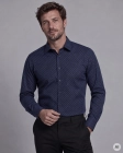 Koszula Męska Elegancka Granatowa we Wzorki Regular Viadi Polo