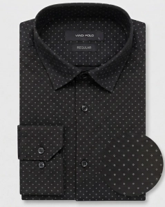 Koszula Męska Elegancka Czarna we Wzorki Regular Viadi Polo L431