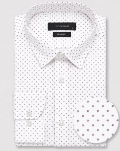 Koszula Męska Elegancka Biała we Wzorki Regular Viadi Polo L432