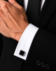 II Gatunek Eleganckie Męskie Spinki do Mankietów Koszuli Czarne
