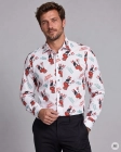 Koszula Męska Elegancka na Święta Biała z Motywem Świątecznym
