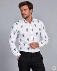 Koszula Męska Elegancka na Święta Biała z Motywem Świątecznym