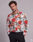 Koszula Męska Elegancka na Święta Biała z Motywem Świątecznym