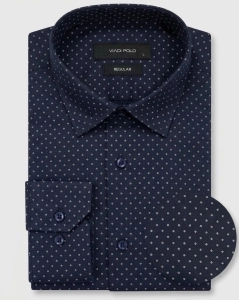 Koszula Męska Elegancka Granatowa we Wzorki Regular Viadi Polo L434