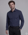 Koszula Męska Elegancka Granatowa we Wzorki Regular Viadi Polo