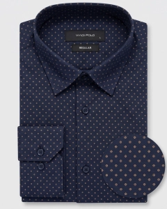 Koszula Męska Elegancka Granatowa we Wzorki Regular Viadi Polo L435