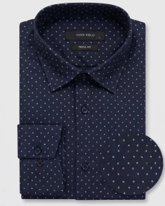 Koszula Męska Elegancka Granatowa we Wzorki Regular Viadi Polo L436